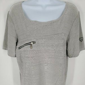 Arlen Ness Motorcycle Wear Women's Size XL Top Logo Shirt Zip Accent Gray Nylon